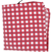 Knightsbridge Neckwear Checked Silk Pocket Square - Red/White