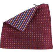 Knightsbridge Neckwear Multi Pin Dot Silk Pocket Square - Burgundy/Multi-colour