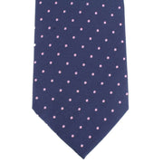 Knightsbridge Neckwear Spotted Silk Tie - Navy/Pink
