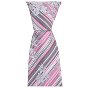 Knightsbridge Neckwear Unique Floral Tie - Pink/Grey