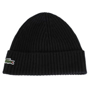 Lacoste Ribbed Wool Beanie - Black