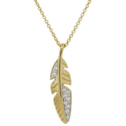 Mark Milton Feather Pendant - Yellow Gold/Clear