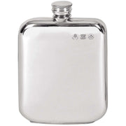 Orton West 6oz Pewter Screw Top Hip Flask - Silver
