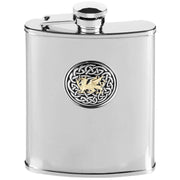 Orton West 6oz Stainless Steel Welsh Celtic Dragon Hip Flask - Silver