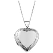 Orton West Engraved Edge Heart Locket - Silver