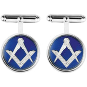 Orton West Sterling Silver Masonic Cufflinks - Silver/Blue