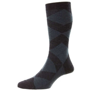 Pantherella Abdale Merino Wool Argyle Socks - Charcoal Grey