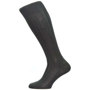 Pantherella Asberley Rib Over the Calf Silk Socks - Black