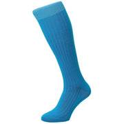 Pantherella Danvers Rib Cotton Lisle Over the Calf Socks - Bright Turquoise