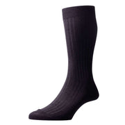 Pantherella Danvers Rib Cotton Lisle Socks - Dark Grey Mix