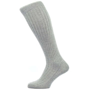 Pantherella Danvers Rib Over the Calf Cotton Lisle Socks - Mid Grey Mix
