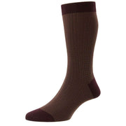 Pantherella Fabian Cotton Fil D'Ecosse Herringbone Socks - Burgundy