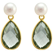 Pearls of the Orient Clara Freshwater Pearl Amethyst Drop Earrings - Green