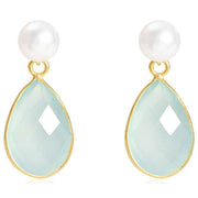 Pearls of the Orient Clara Freshwater Pearl Chalcedony Drop Earrings - Aqua