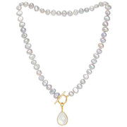 Pearls of the Orient Clara Freshwater Pearl Moonstone Drop Necklace - Grey /White