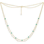 Pearls of the Orient Credo Emerald Fine Double Strand Necklace - Green/Gold