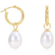 Pearls of the Orient Gratia Freshwater Pearl Drop Hoop Earrings - Gold