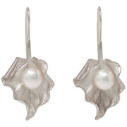 Pearls of the Orient Vita Freshwater Pearl Leaf Drop Earrings - Silver