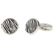 Simon Carter Safari Zebra Print Cufflinks - Silver/Black