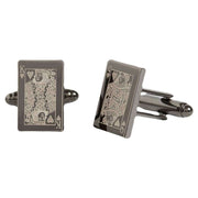 Simon Carter West End King and Queen of Hearts Cufflinks - Gunmetal Grey