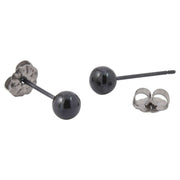 Ti2 Titanium 5mm Round Bead Stud Earrings - Black