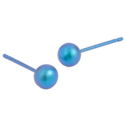 Ti2 Titanium 5mm Round Bead Stud Earrings - Kingfisher Blue
