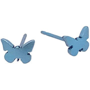 Ti2 Titanium Butterfly Shape 7mm Stud Earrings - Light Blue