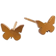 Ti2 Titanium Butterfly Shape 7mm Stud Earrings - Tan Beige