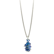 Ti2 Titanium Chaos Drop Pendant and Silver Necklace - Kingfisher Blue