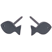 Ti2 Titanium Fish 7mm Stud Earrings - Black