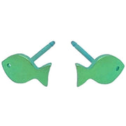 Ti2 Titanium Fish 7mm Stud Earrings - Fresh Green