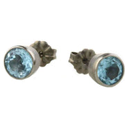 Ti2 Titanium Large Gem Stone Stud Earrings - Blue