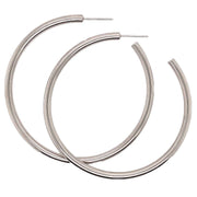 Ti2 Titanium Large Round Hoop Earrings - Natural Polished Silver