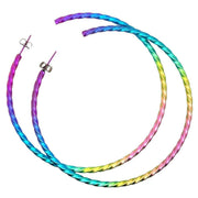 Ti2 Titanium Large Twisted Hoop Earrings - Rainbow