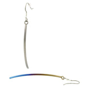 Ti2 Titanium Long Drop Earrings - Brown/Blue