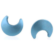 Ti2 Titanium Moon Stud Earrings - Sky Blue