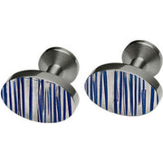 Ti2 Titanium Oval Vertical Striped Cufflinks - Blue