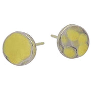 Ti2 Titanium Planished 7mm Stud Earrings - Lemon Yellow