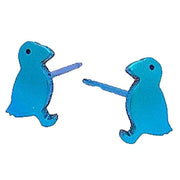 Ti2 Titanium Puffin 9mm Stud Earrings - Kingfisher Blue