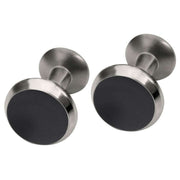 Ti2 Titanium Round Concave Cufflinks - Black