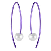 Ti2 Titanium Small Stem Pearl Earrings - Imperial Purple