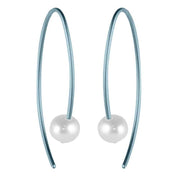 Ti2 Titanium Small Stem Pearl Earrings - Sky Blue