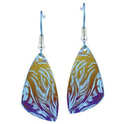 Ti2 Titanium Small Wave Pattern Plectrum Drop Earrings - Blue