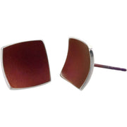 Ti2 Titanium Square Domed Stud Earrings - Coffee Brown