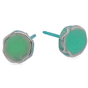 Ti2 Titanium Squashed 7mm Round Stud Earrings - Fresh Green