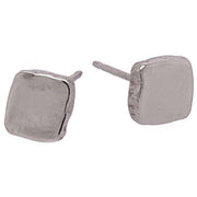 Ti2 Titanium Squashed 8mm Square Stud Earrings - Natural Brushed