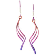 Ti2 Titanium Wirework Double Twist Drop Earrings - Pink