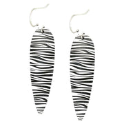 Ti2 Titanium Zebra Print Long Drop Earrings - Silver/Black