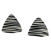 Ti2 Titanium Zebra Print Trillion Stud Earrings - Silver/Black