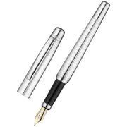 Waldmann Pens Concorde 18ct Gold Nib Fountain Pen - All Silver